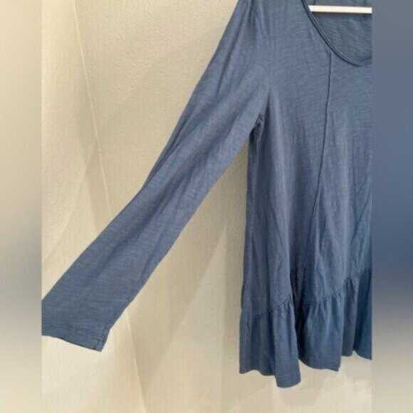 Mod-o-doc Boho Asymmetrical Long Blue Top Casual Lagenlook Relaxed Tunic Top - Picture 2 of 6